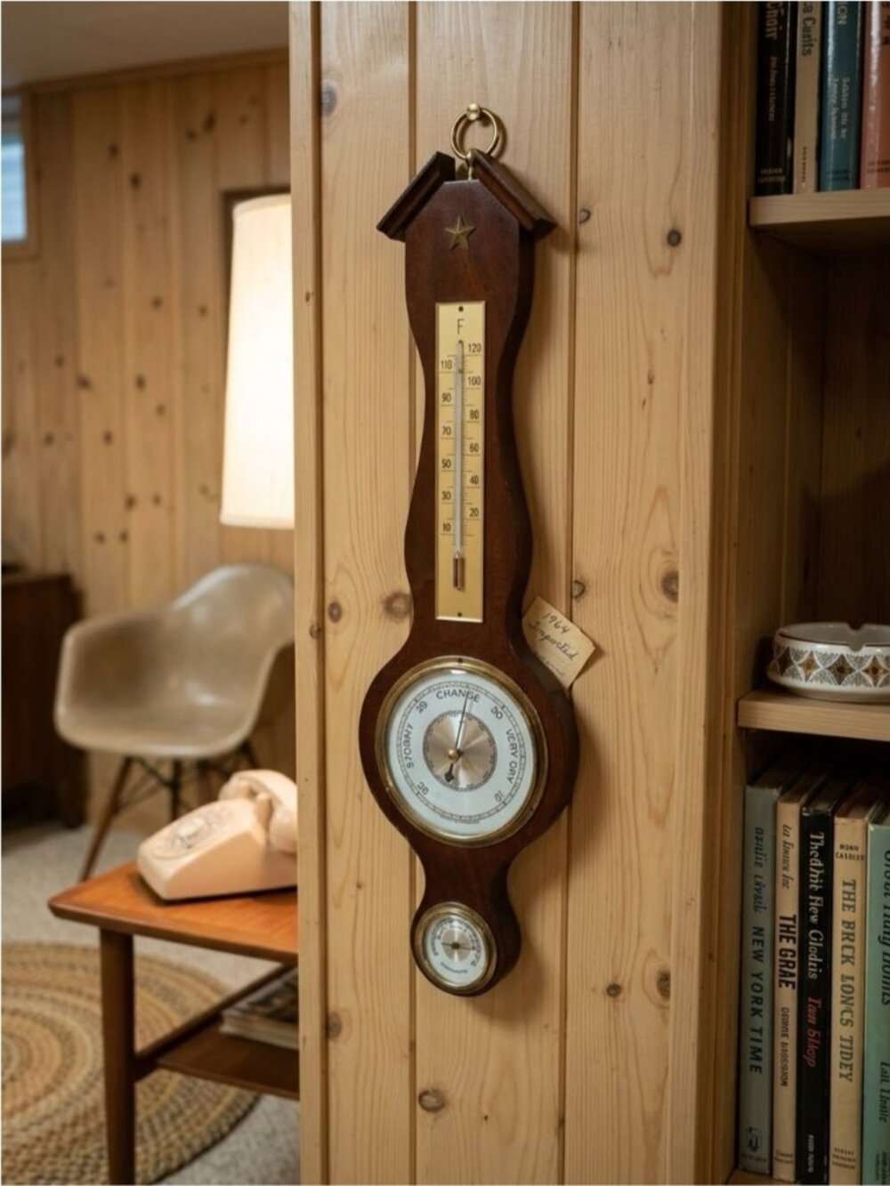 Vintage Wood Banjo Weather Station - made in West Germany, 60s? 🇩🇪